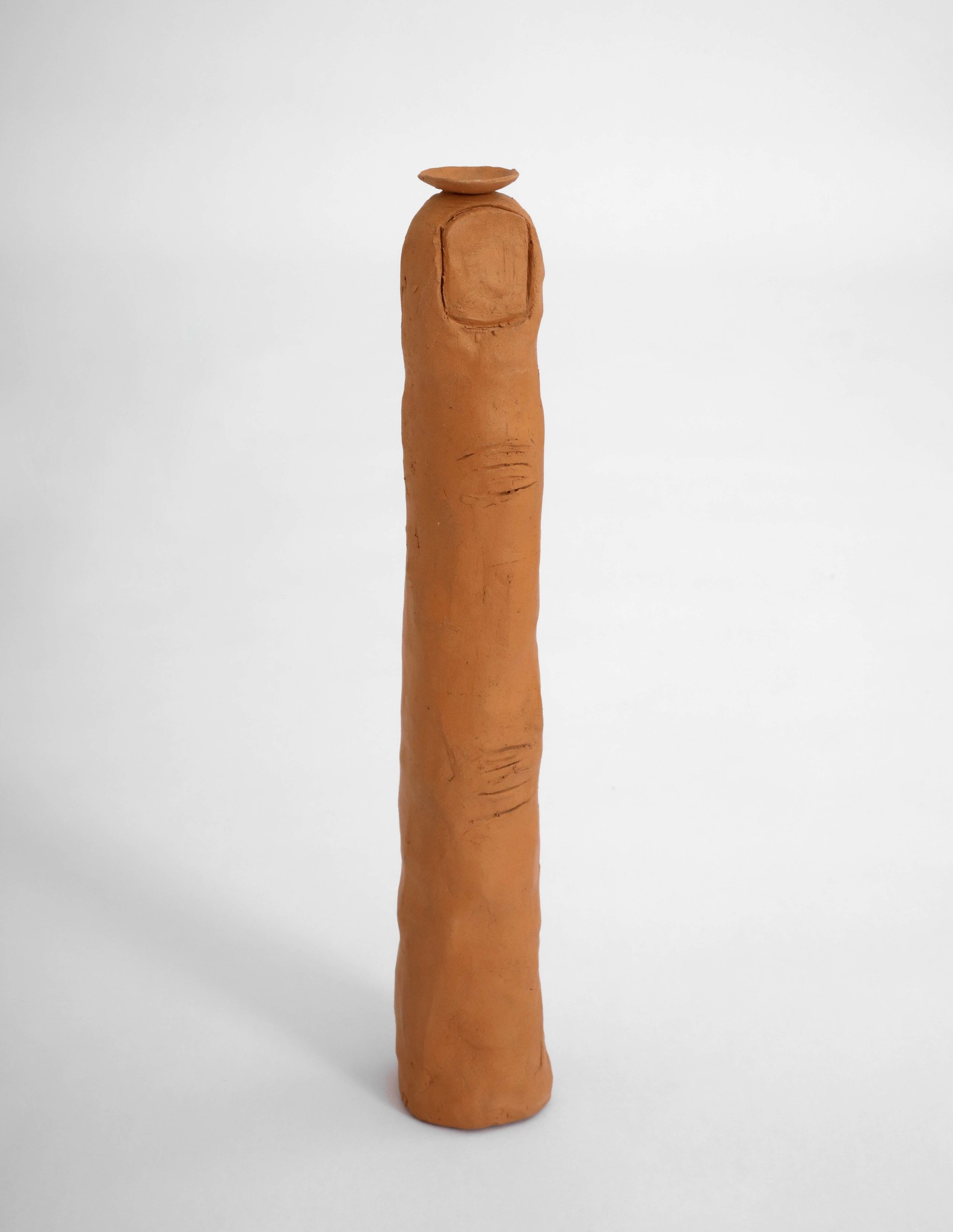 Finger with contact lens, terracotta 2016
